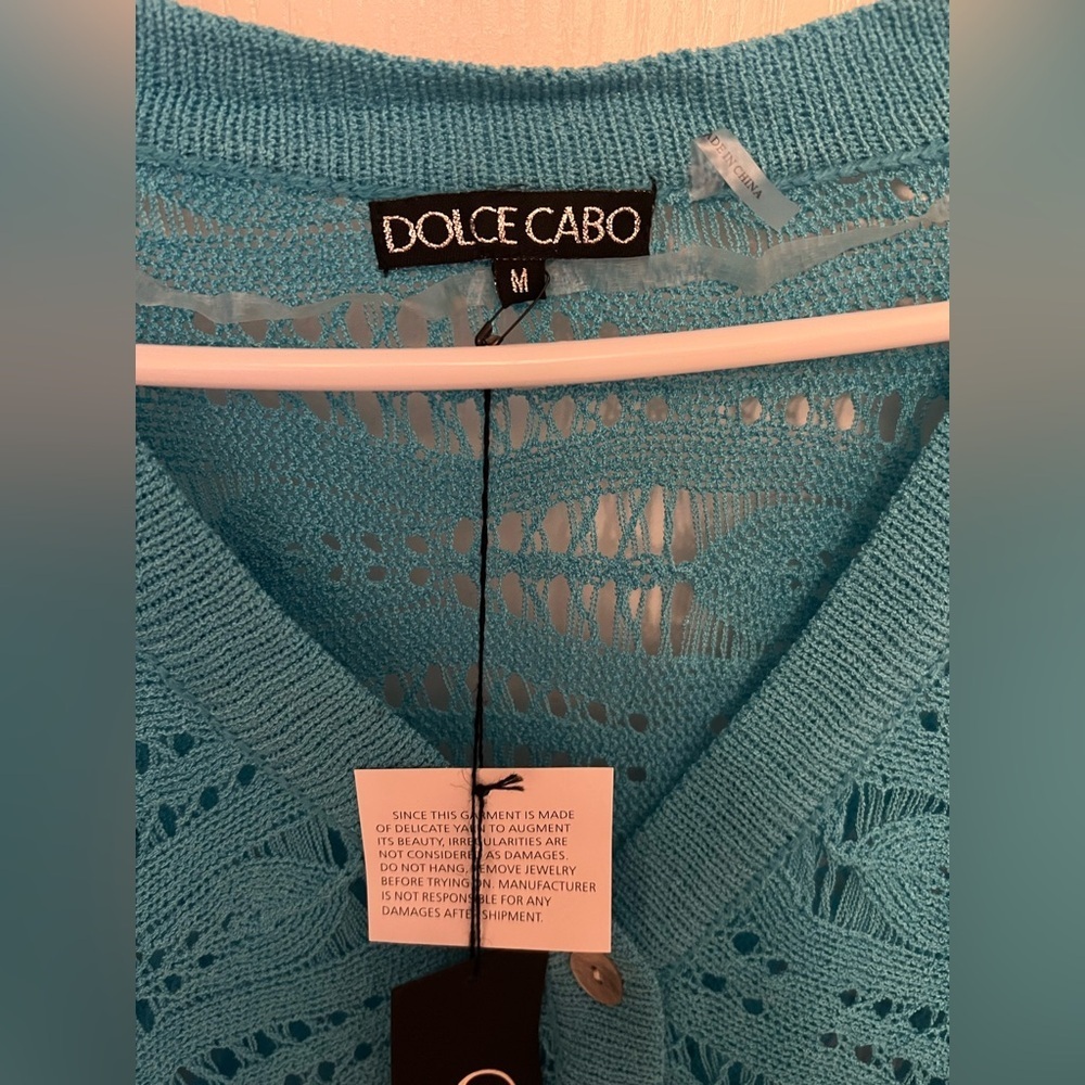 Dolce Cabo Blue Cardigan with Open Knit Design - Picture 3 of 5